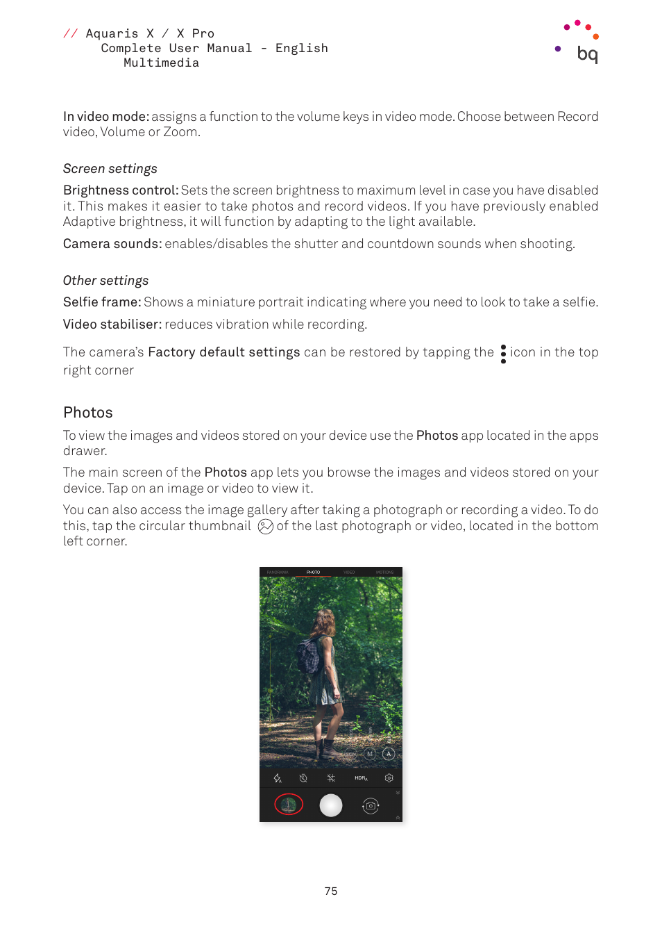 Photos, 75 photos | BQ Aquaris XPro User Manual | Page 75 / 93