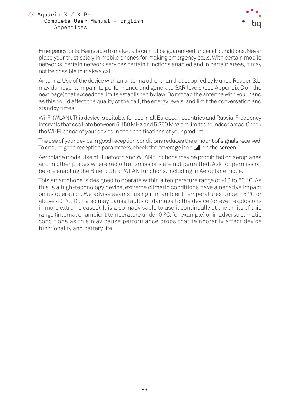 BQ Aquaris XPro User Manual | Page 89 / 93