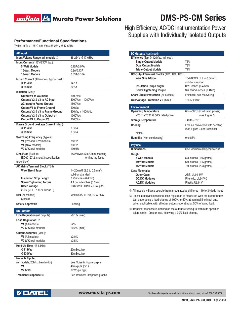 Dms-ps-cm series | Datel DMS-PS-CM User Manual | Page 2 / 8