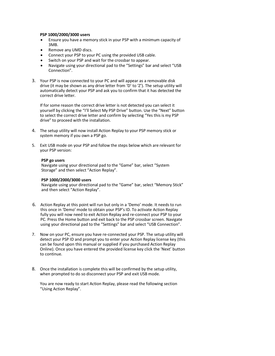 Datel REPLAY PSP 1000 User Manual | Page 2 / 7