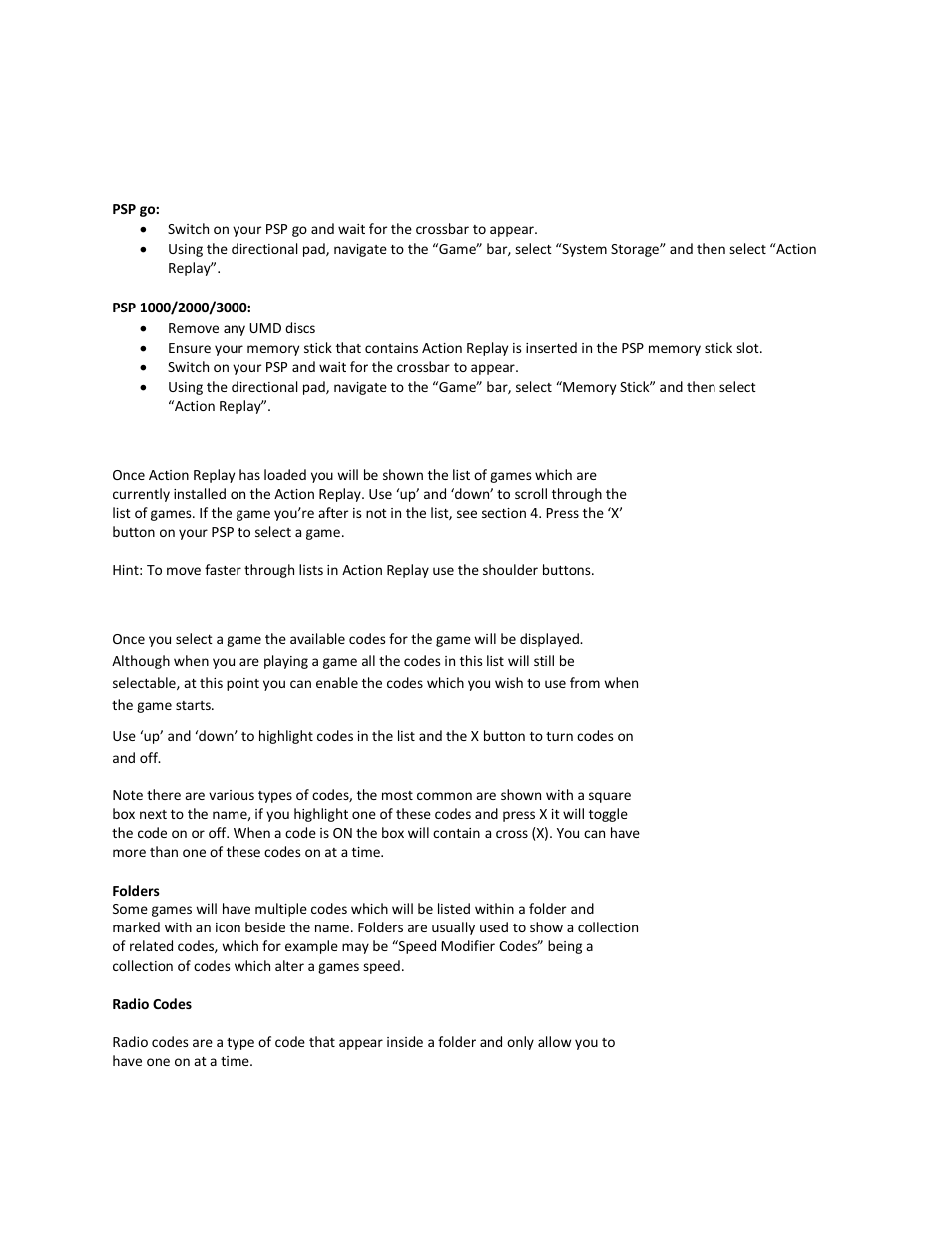 Using action replay | Datel REPLAY PSP 1000 User Manual | Page 3 / 7
