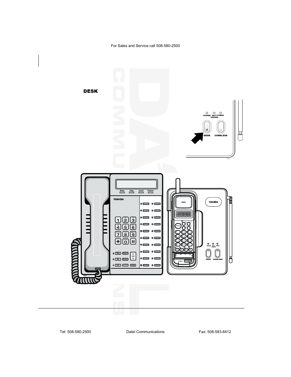 Switching a call to the desk telephone, Press, The handset | Cordless digital telephone with digital telephone | Datel DKT2104-CT User Manual | Page 34 / 77