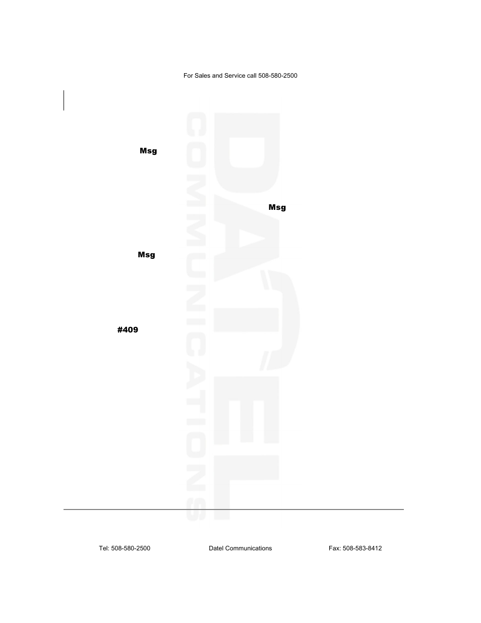 Message waiting, Responding to a lit msg led | Datel DKT2104-CT User Manual | Page 56 / 77