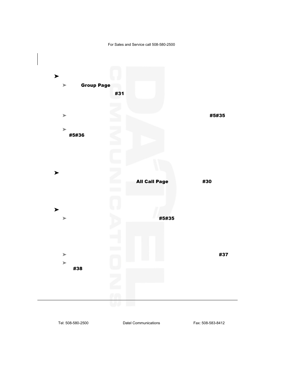 Answering a page, All call page, Emergency page | Datel DKT2104-CT User Manual | Page 60 / 77