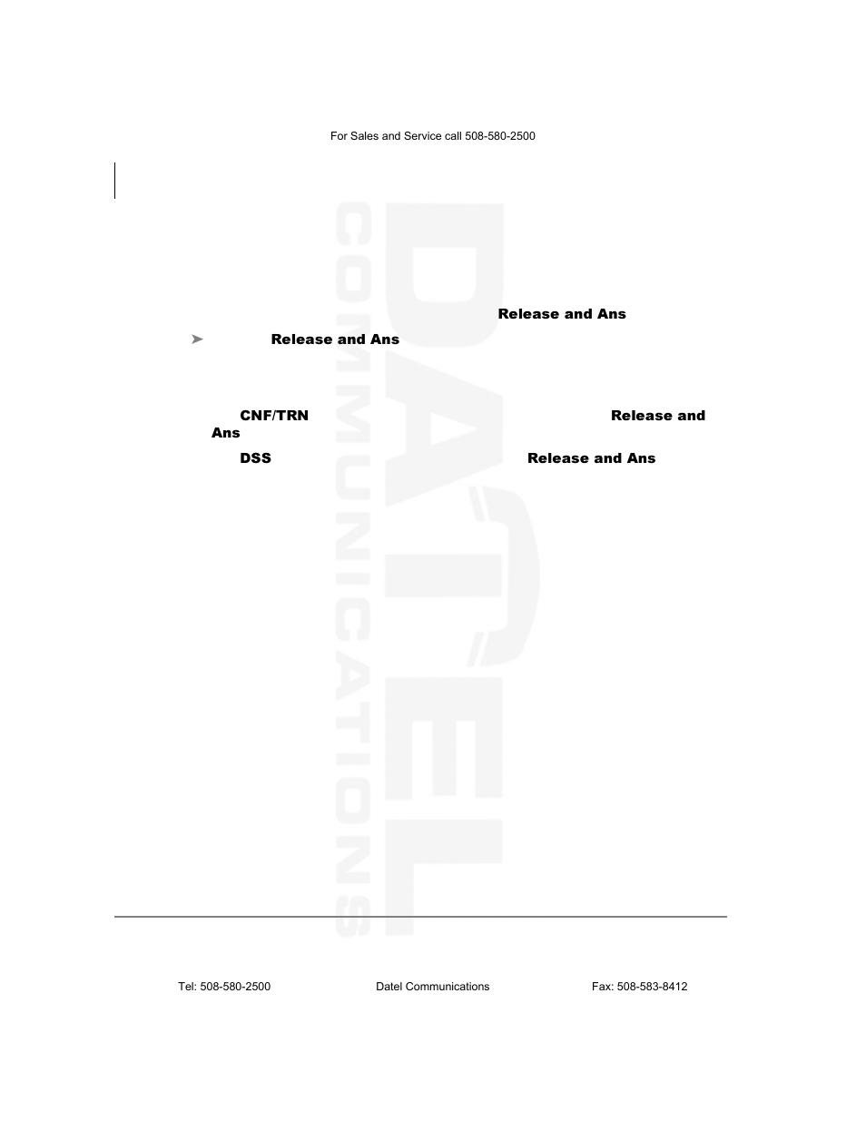 Release and answer, Speed dial, Release and answer speed dial | Datel DKT2104-CT User Manual | Page 62 / 77