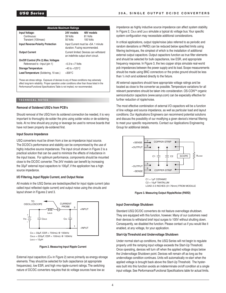 Usq series | Datel 20A User Manual | Page 4 / 22