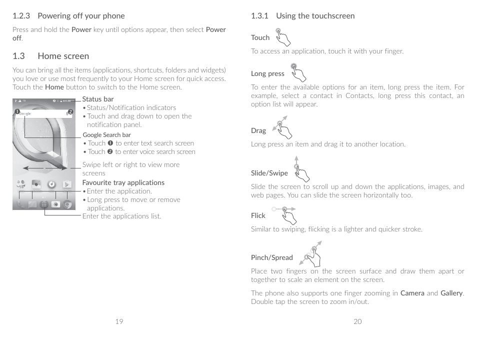 3 home screen, 1�3 home screen | Alcatel A5 LED 5085Y User Manual | Page 11 / 55