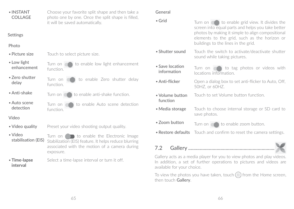 2 gallery, 7�2 gallery | Alcatel A5 LED 5085Y User Manual | Page 34 / 55