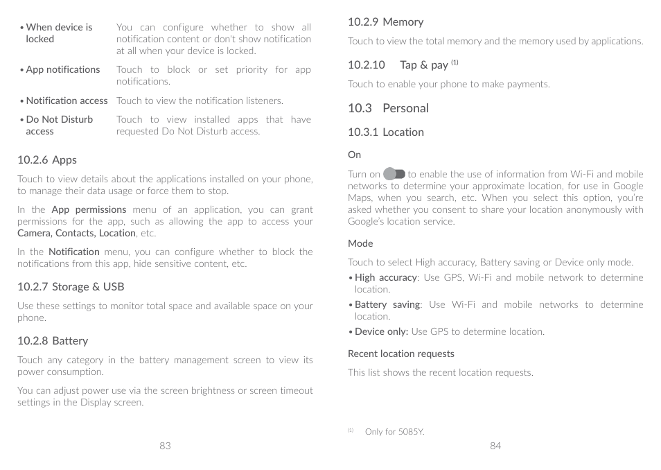 3 personal, 10�3 personal | Alcatel A5 LED 5085Y User Manual | Page 43 / 55