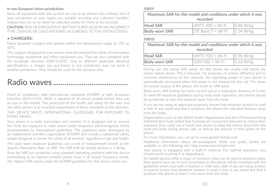 Radio waves | Alcatel A5 LED 5085Y User Manual | Page 6 / 55