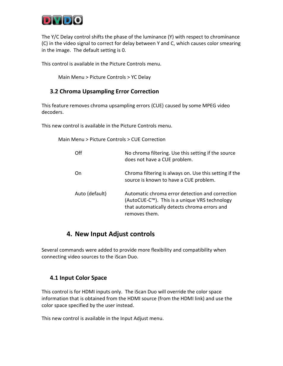 New input adjust controls | DVDO DVD VCR Combo User Manual | Page 6 / 15