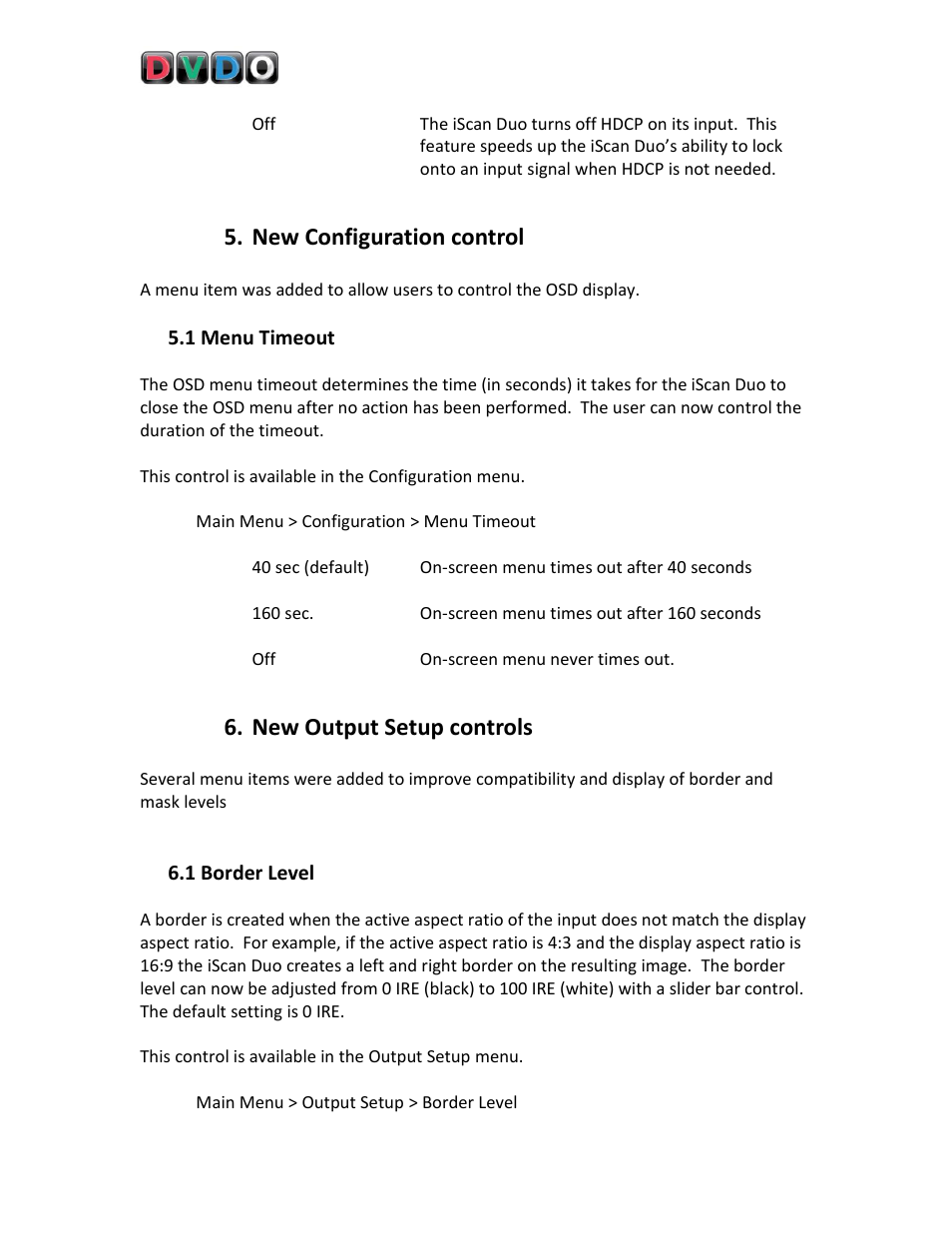 New configuration control, New output setup controls | DVDO DVD VCR Combo User Manual | Page 8 / 15