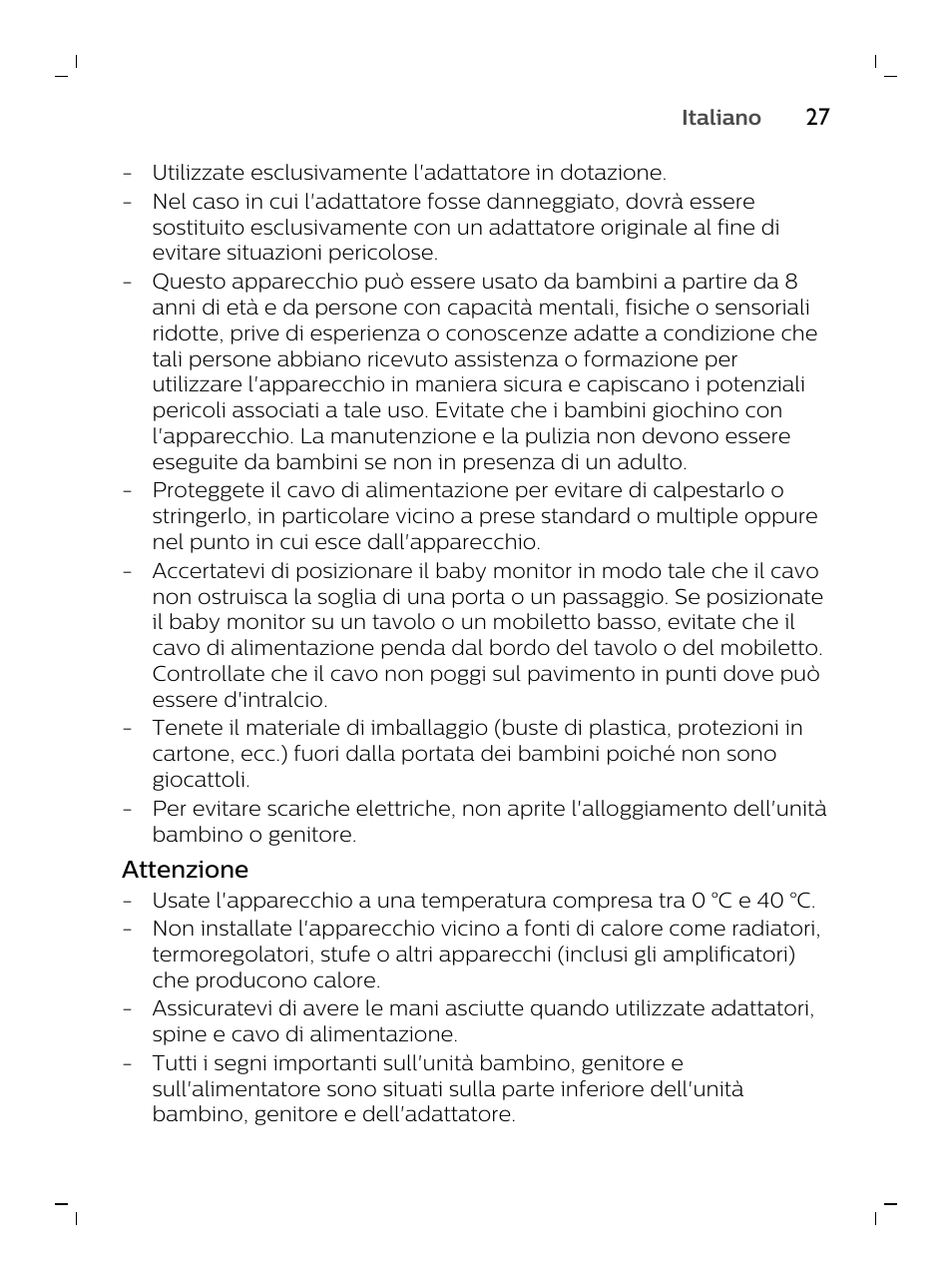 Attenzione | Philips AVENT SCD620/05 User Manual | Page 27 / 60