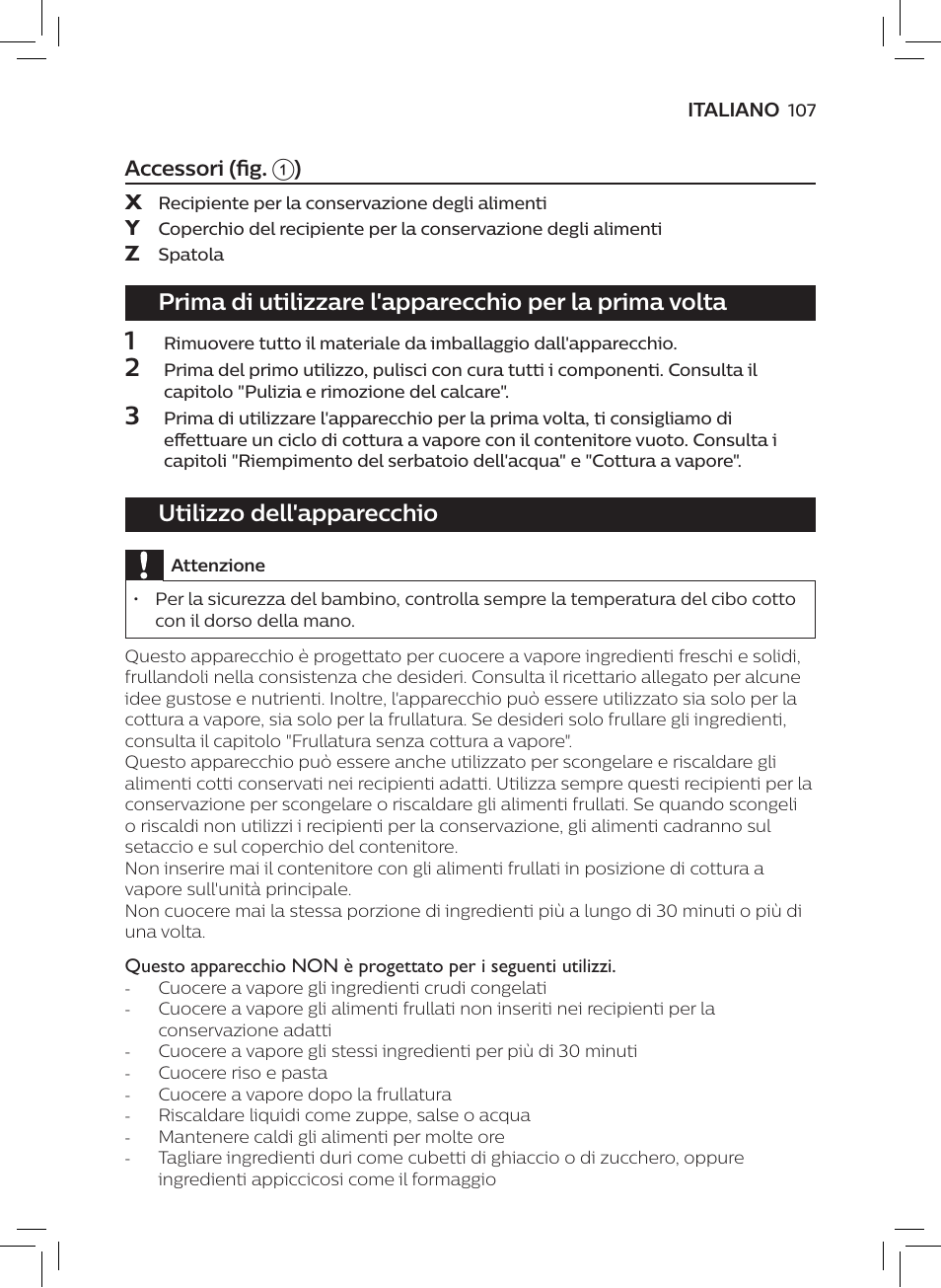 Utilizzo dell'apparecchio | Philips AVENT SCF875/01 User Manual | Page 109 / 170