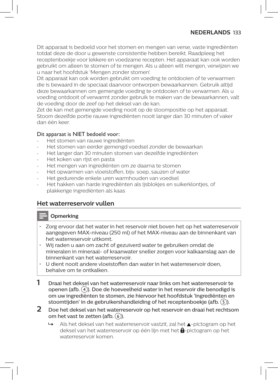 Het waterreservoir vullen | Philips AVENT SCF875/01 User Manual | Page 135 / 170