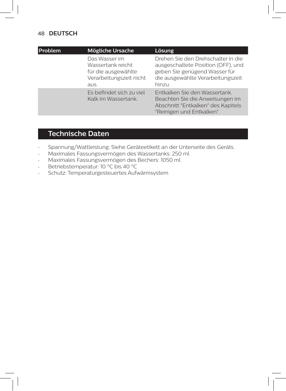 Technische daten | Philips AVENT SCF875/01 User Manual | Page 50 / 170