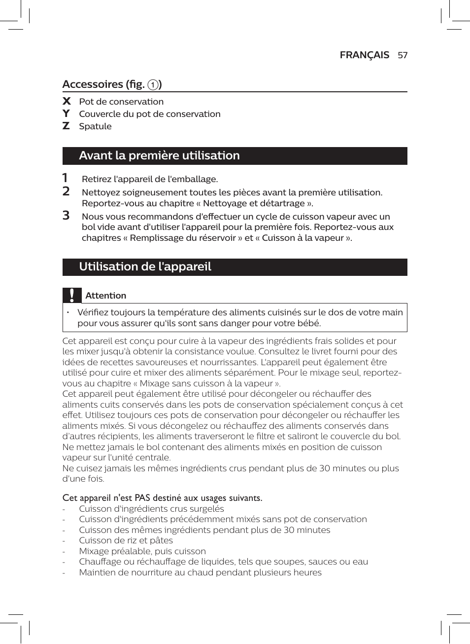 Avant la première utilisation, Utilisation de l'appareil | Philips AVENT SCF875/01 User Manual | Page 59 / 170