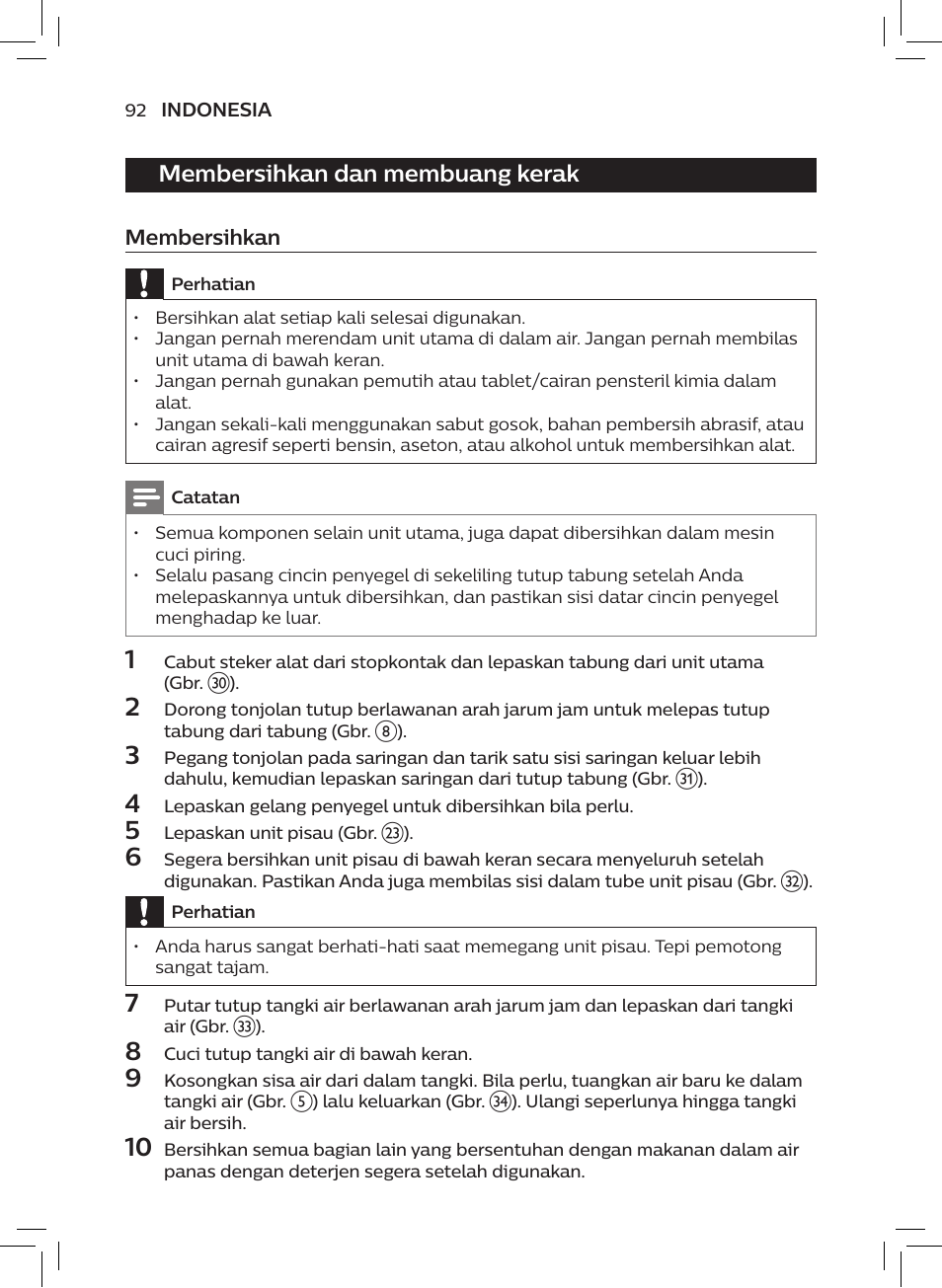 Membersihkan dan membuang kerak | Philips AVENT SCF875/01 User Manual | Page 94 / 170