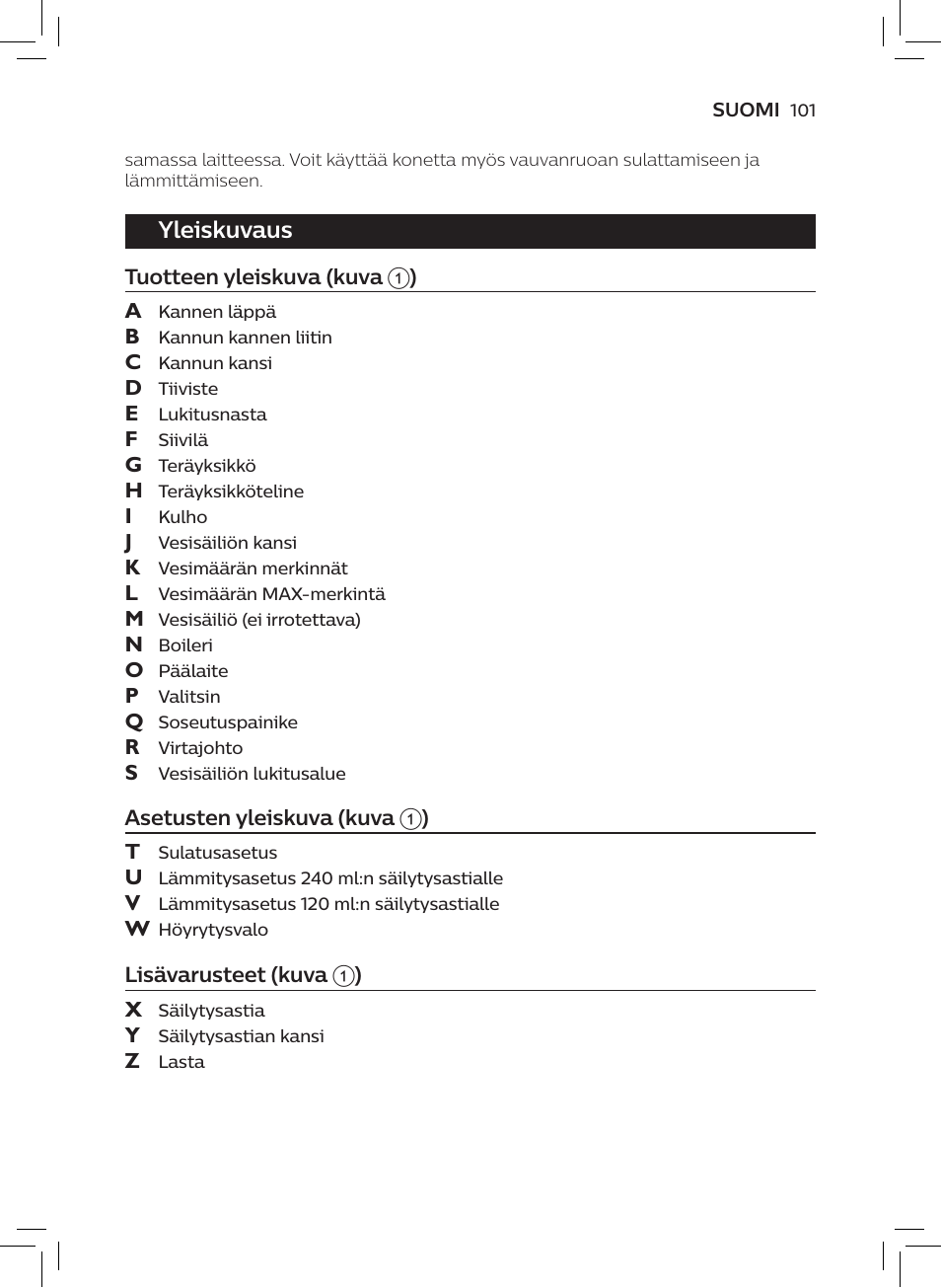 Yleiskuvaus | Philips AVENT SCF875/01 User Manual | Page 103 / 218