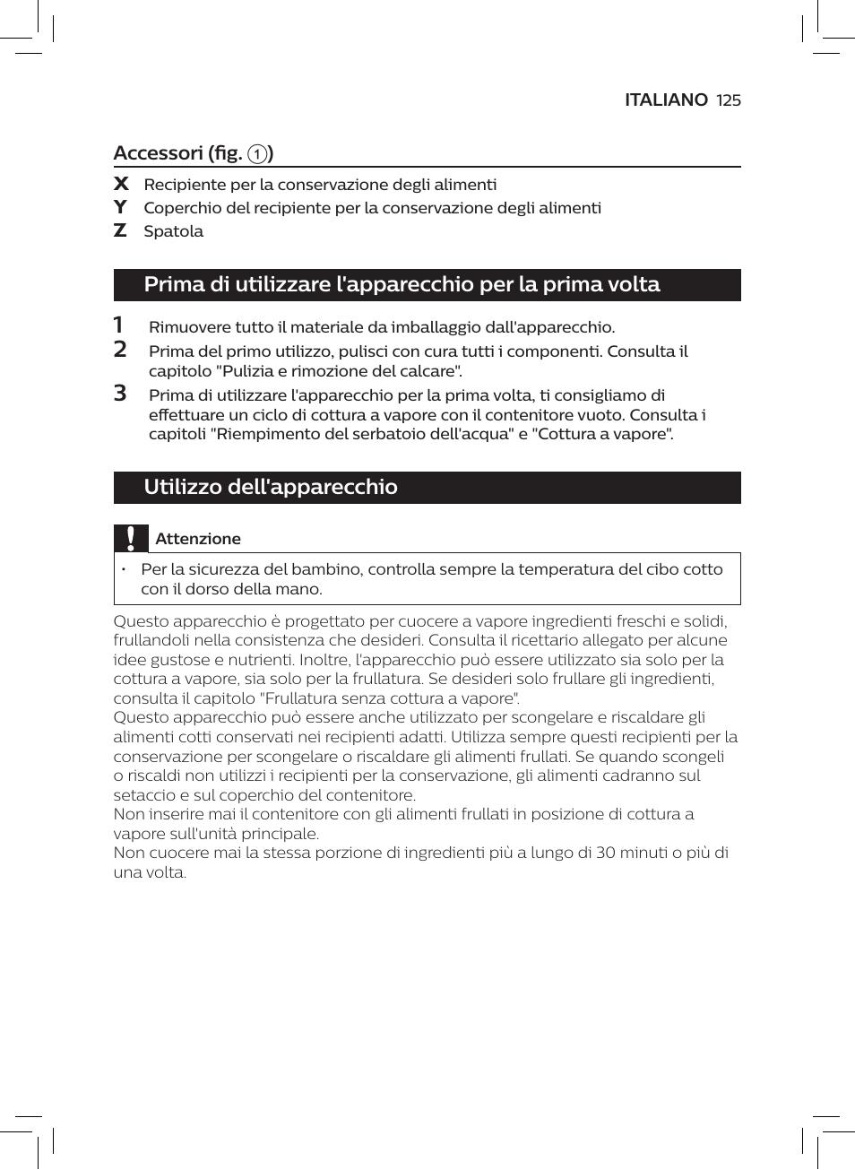 Utilizzo dell'apparecchio | Philips AVENT SCF875/01 User Manual | Page 127 / 218