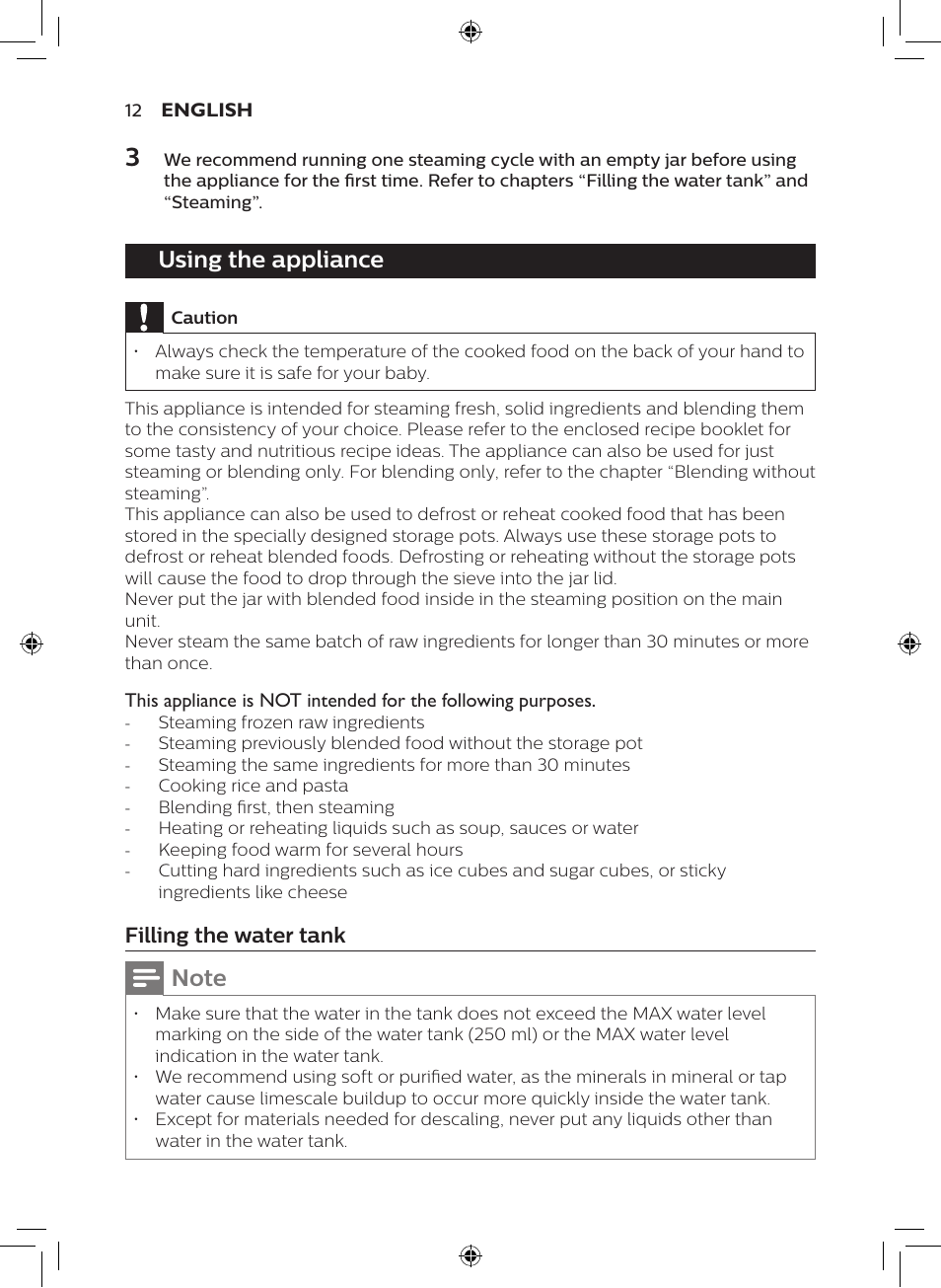 Using the appliance | Philips AVENT SCF875/01 User Manual | Page 10 / 50