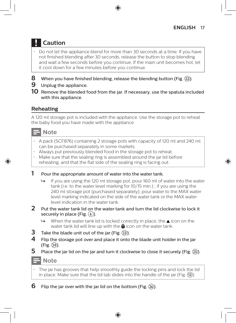 Caution | Philips AVENT SCF875/01 User Manual | Page 15 / 50