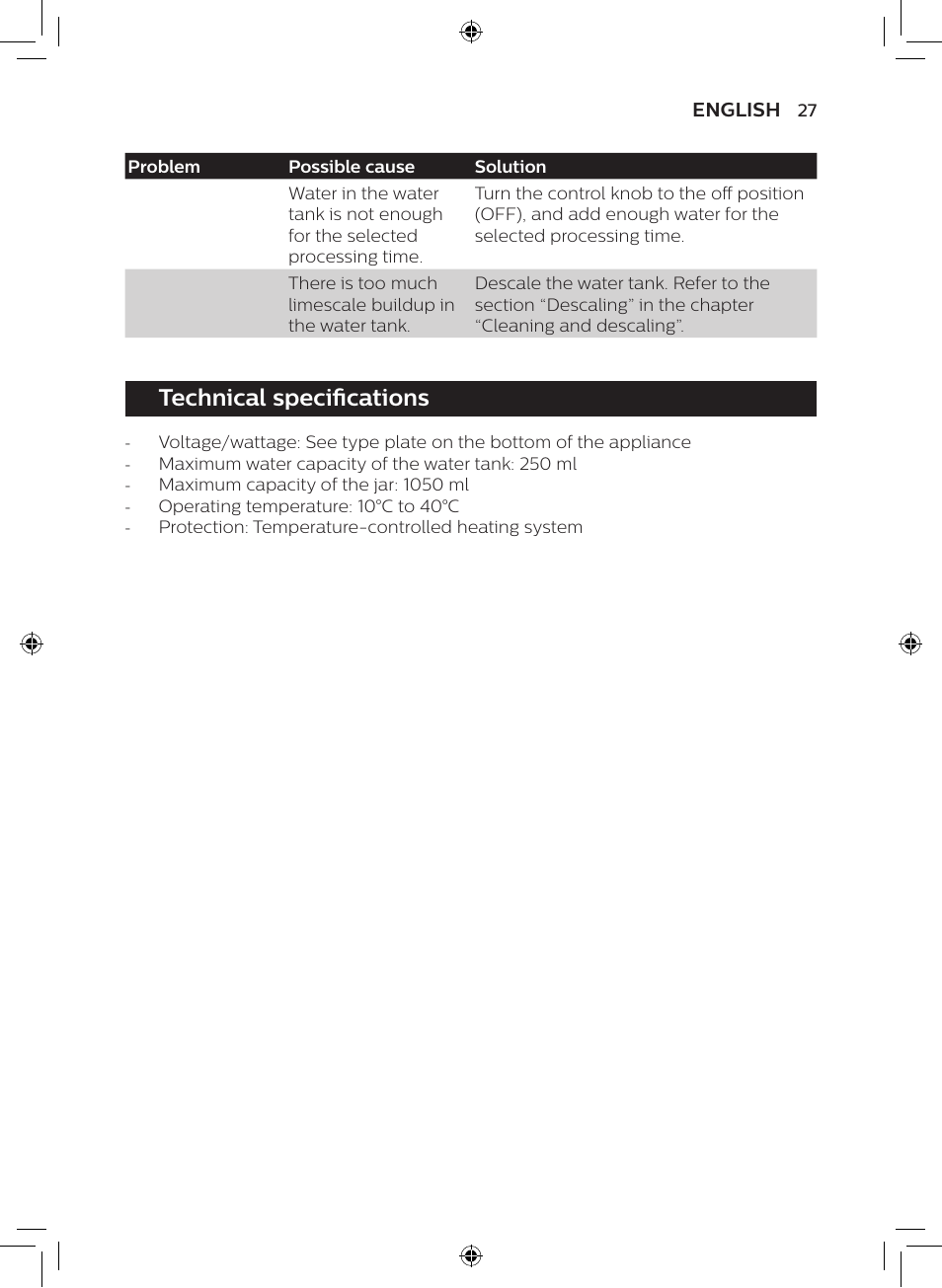 Technical specifications | Philips AVENT SCF875/01 User Manual | Page 25 / 50