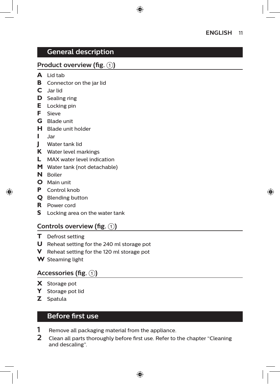 General description, Before first use | Philips AVENT SCF875/01 User Manual | Page 9 / 50