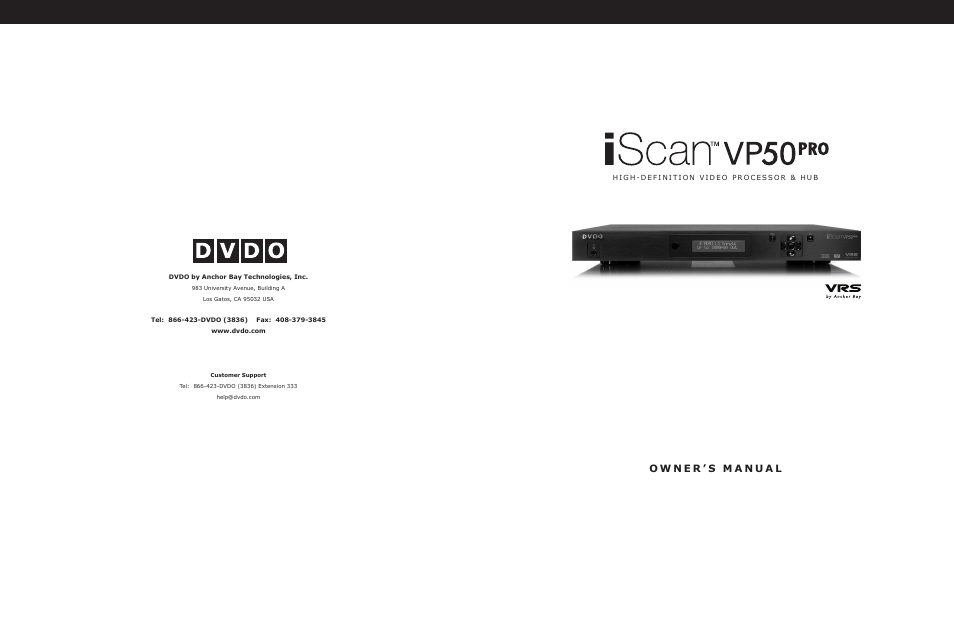 DVDO VP50 User Manual | 26 pages