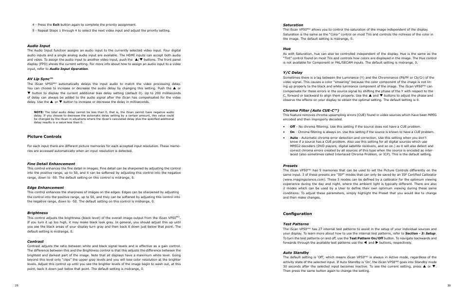 Picture controls, Configuration | DVDO VP50 User Manual | Page 17 / 26