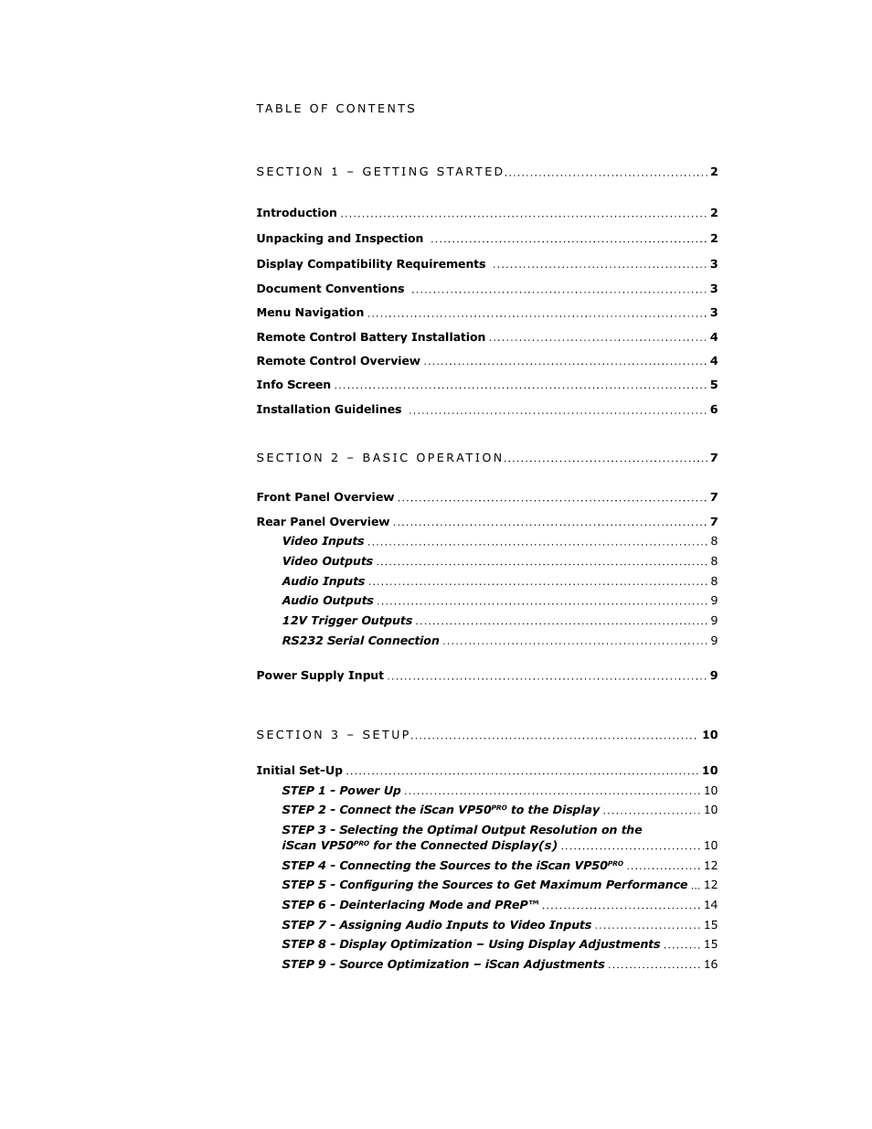 DVDO VP50 User Manual | Page 3 / 26