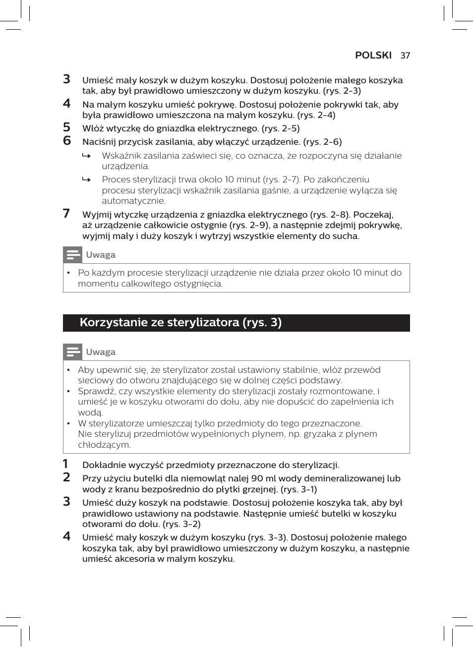 Korzystanie ze sterylizatora (rys. 3) | Philips AVENT SCF922 User Manual | Page 35 / 70