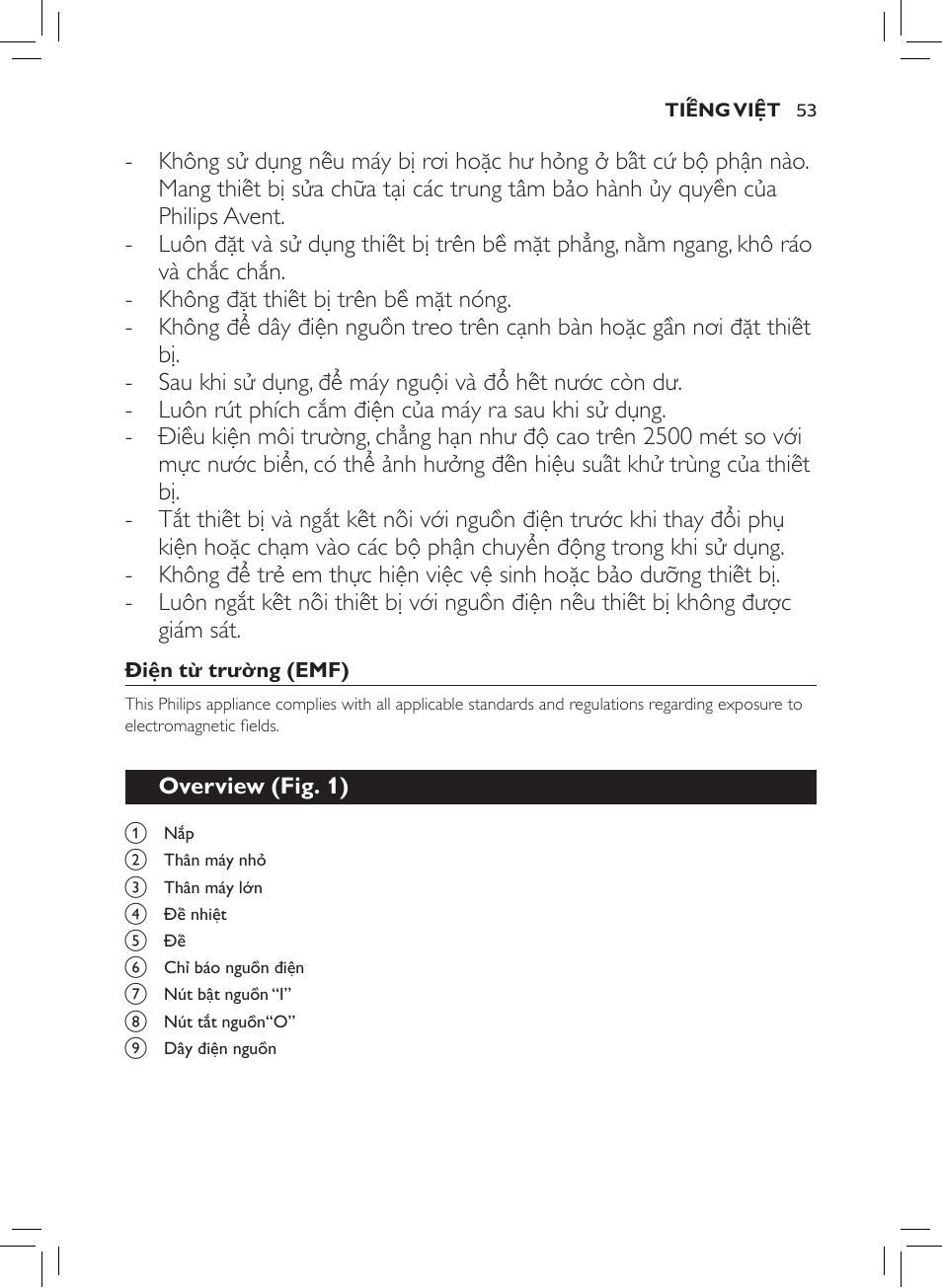Overview (fig. 1) | Philips AVENT SCF922 User Manual | Page 51 / 70