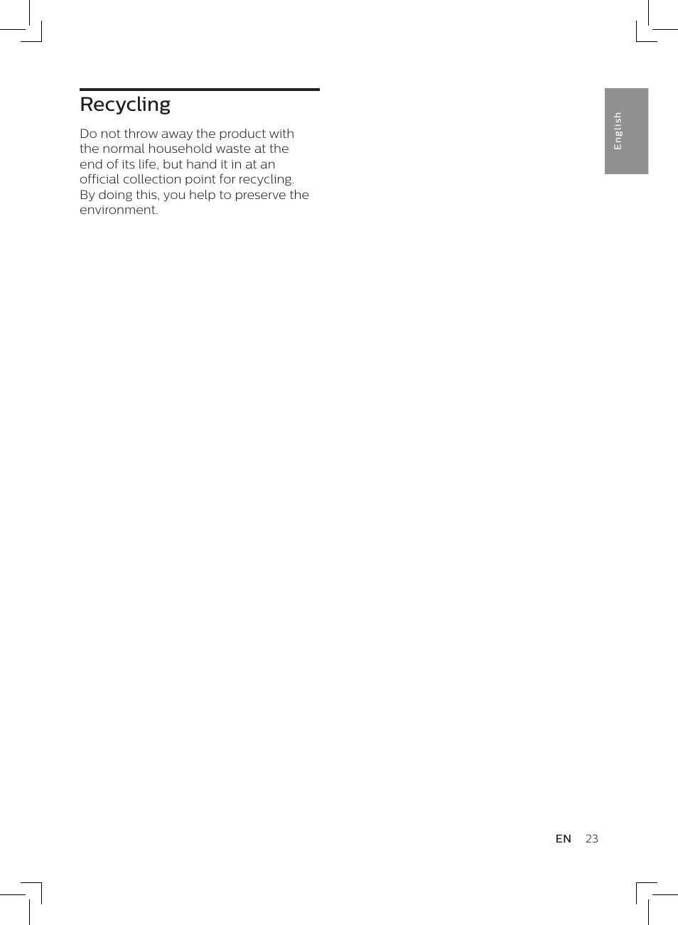 Recycling | Philips AC3256/30 User Manual | Page 23 / 84