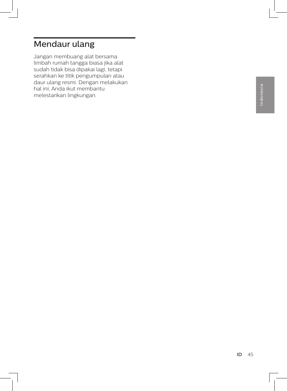 Mendaur ulang | Philips AC3256/30 User Manual | Page 45 / 84