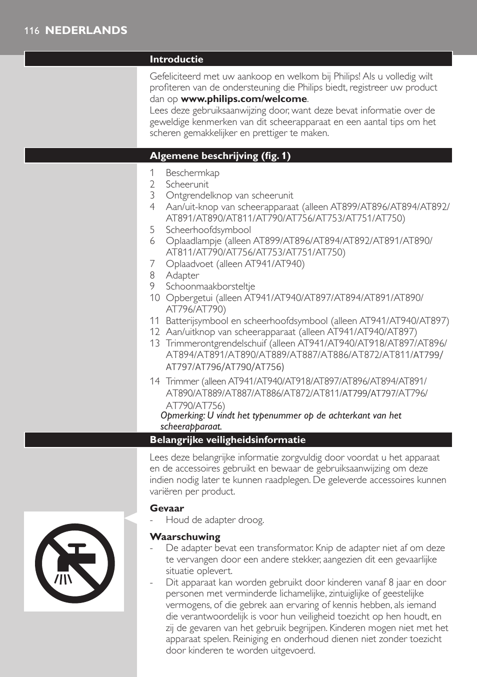 Nederlands | Philips AT899/06 User Manual | Page 116 / 186