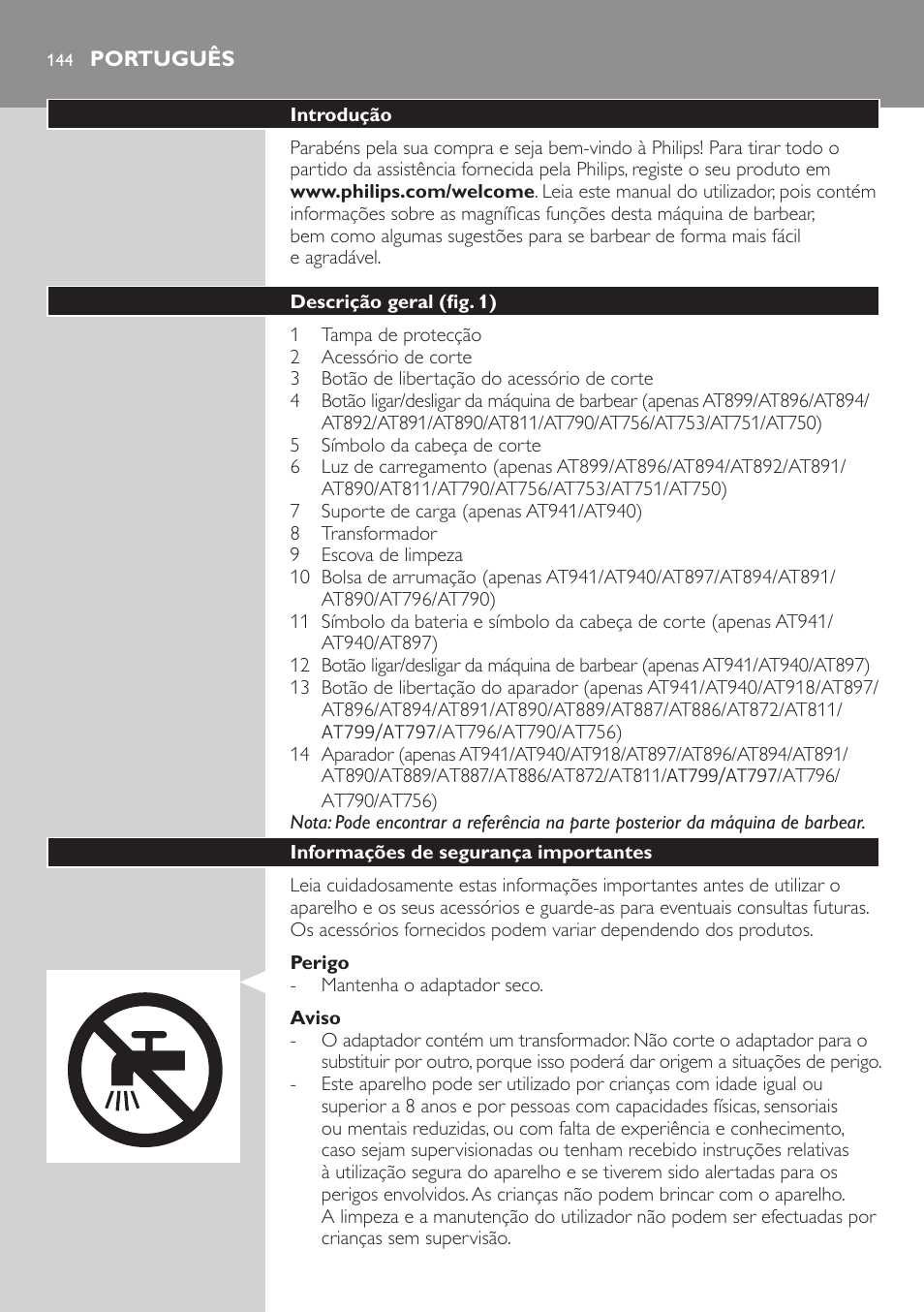 Português, Português 14 | Philips AT899/06 User Manual | Page 144 / 186