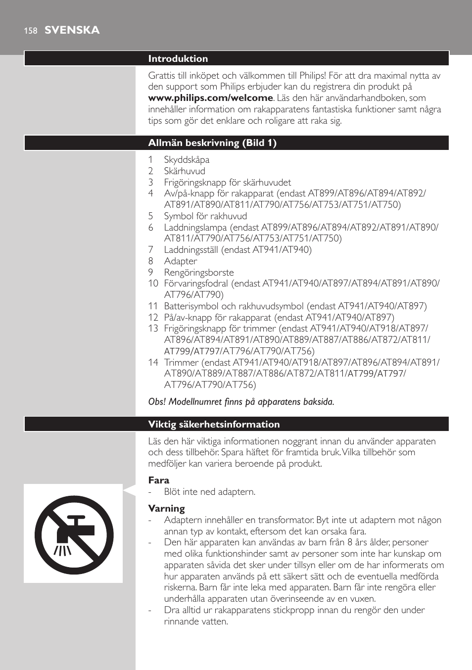 Svenska | Philips AT899/06 User Manual | Page 158 / 186