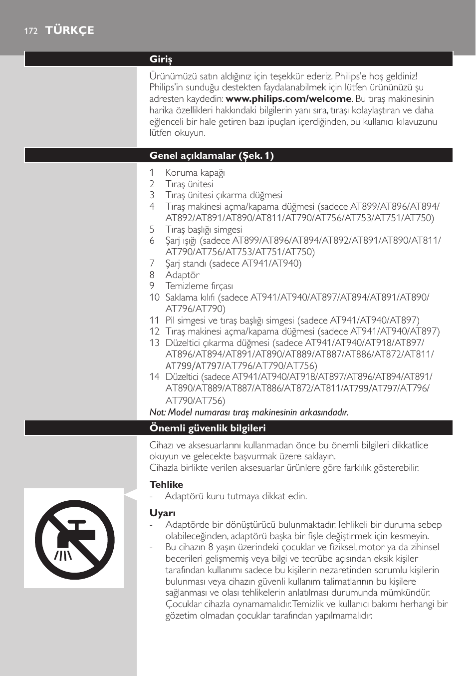 Türkçe | Philips AT899/06 User Manual | Page 172 / 186