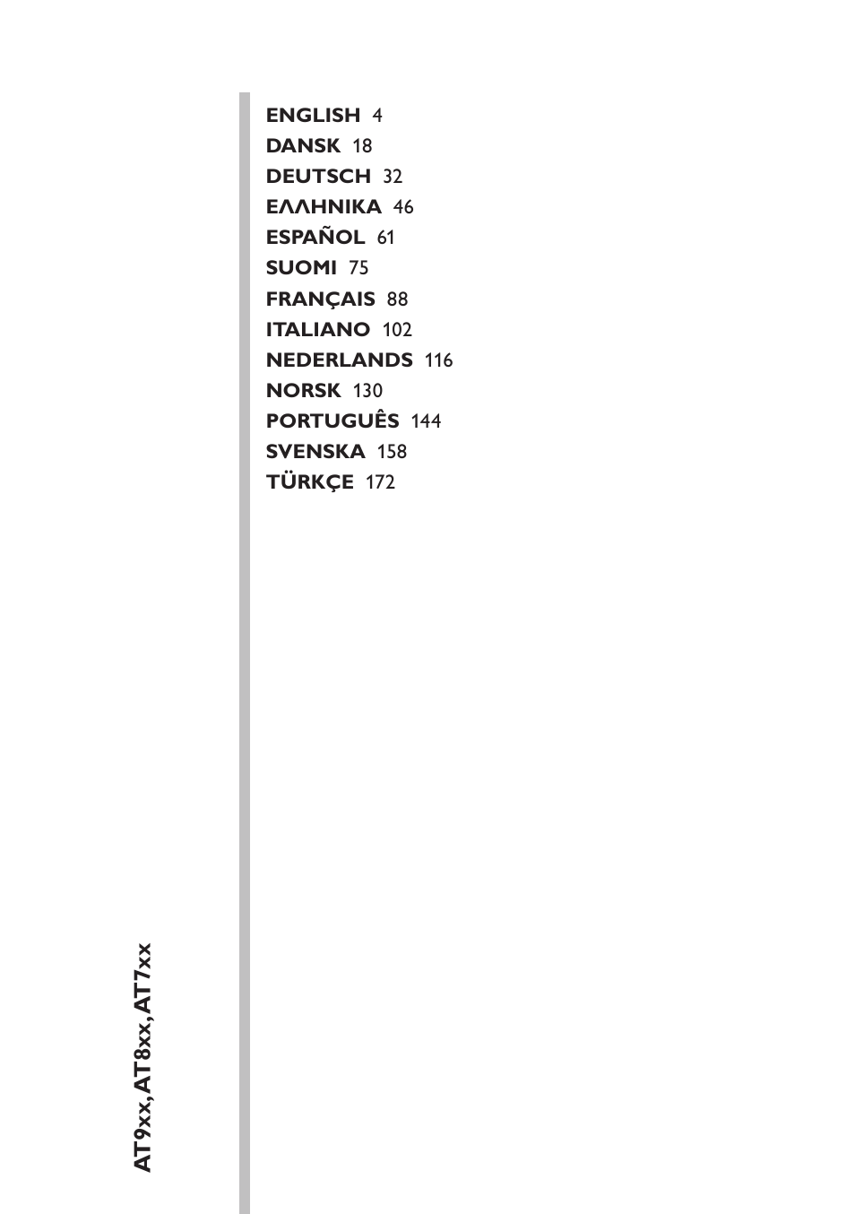 Table of content | Philips AT899/06 User Manual | Page 3 / 186