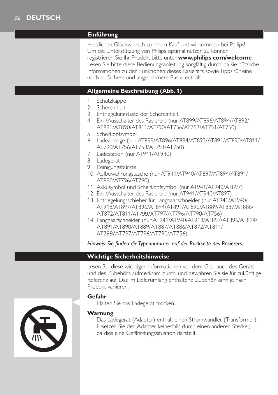 Deutsch | Philips AT899/06 User Manual | Page 32 / 186