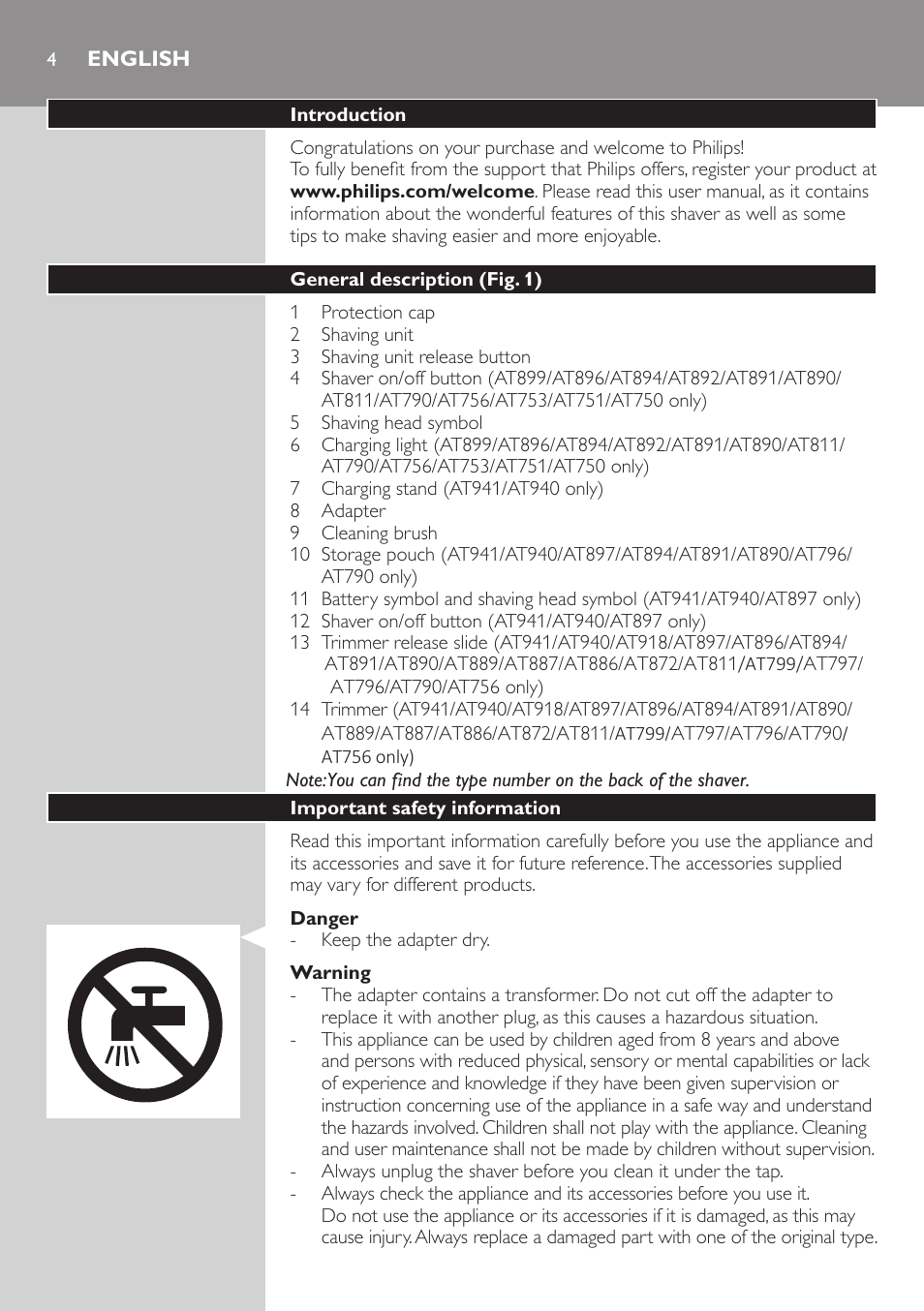 English, English 4 | Philips AT899/06 User Manual | Page 4 / 186