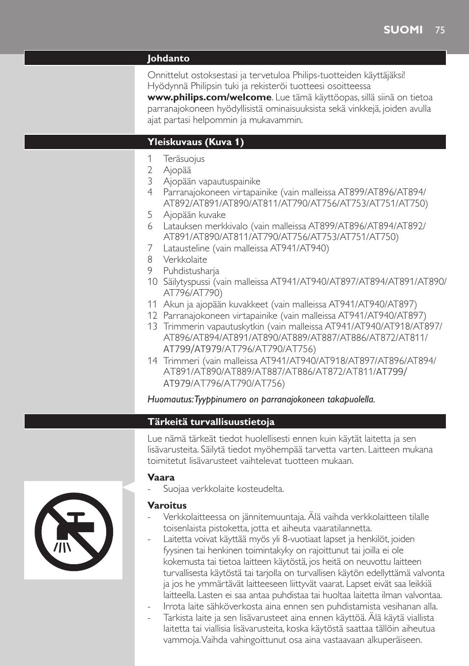 Suomi, Suomi 75 | Philips AT899/06 User Manual | Page 75 / 186