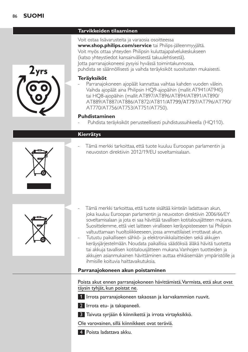 Philips AT899/06 User Manual | Page 86 / 186