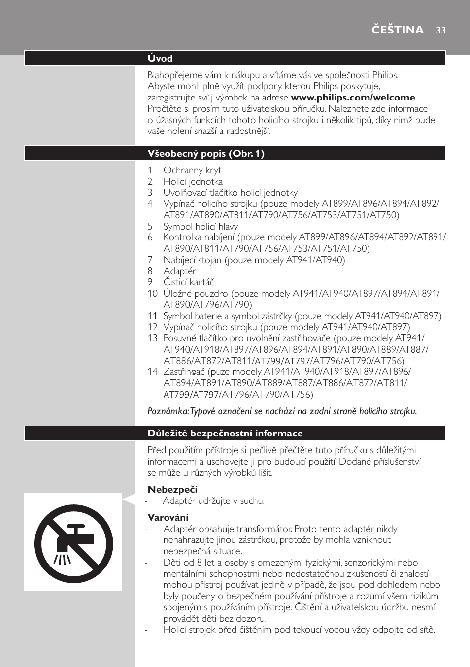 Čeština | Philips AT899/06 User Manual | Page 33 / 230