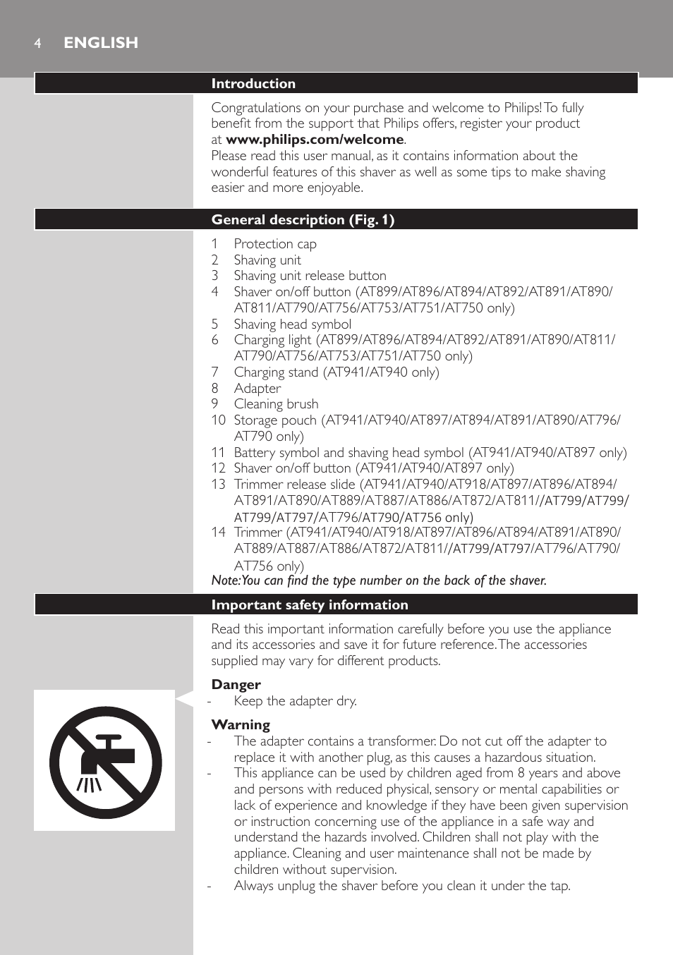 English, English 4 | Philips AT899/06 User Manual | Page 4 / 230
