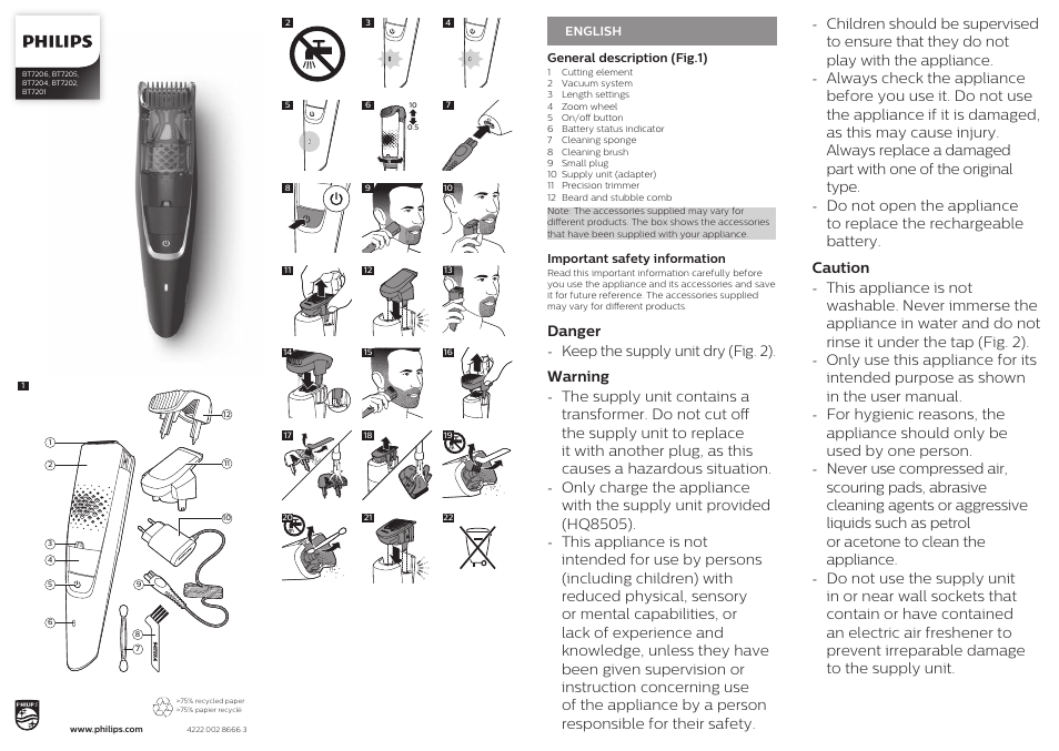 Philips BT7202/13 User Manual | 6 pages