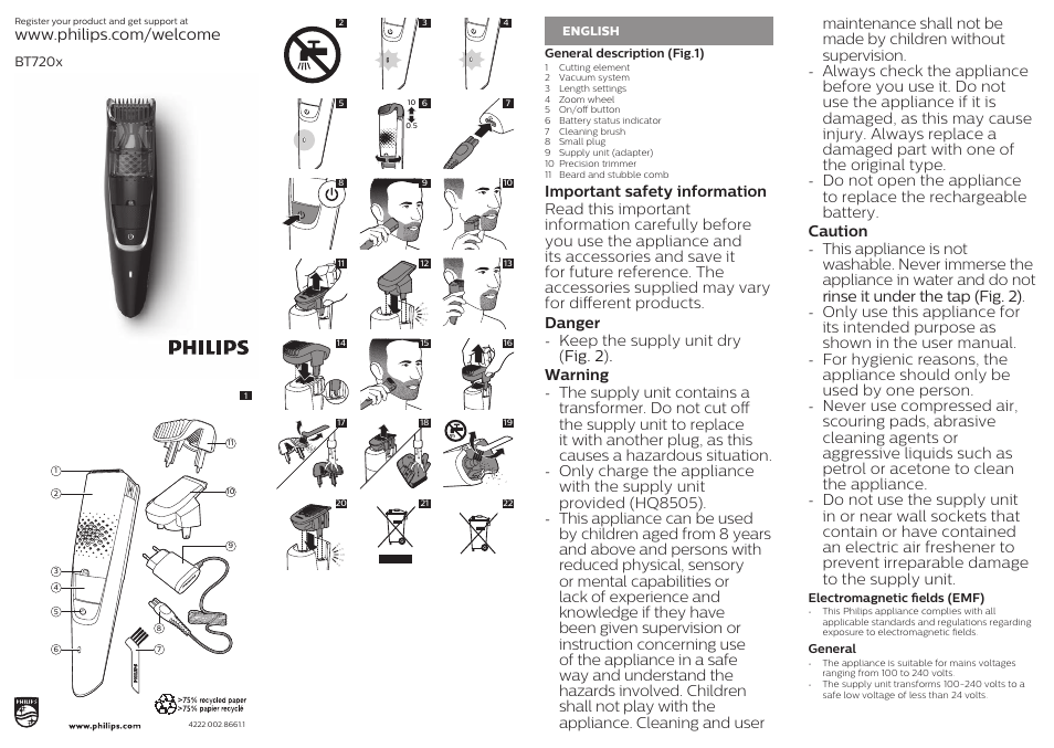 Philips BT7202/13 User Manual | 9 pages