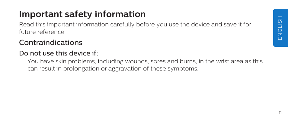 Important safety information, Contraindications | Philips DL8790/10 User Manual | Page 11 / 92