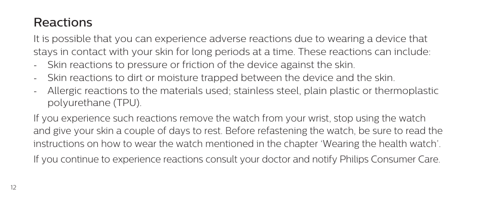 Reactions | Philips DL8790/10 User Manual | Page 12 / 92